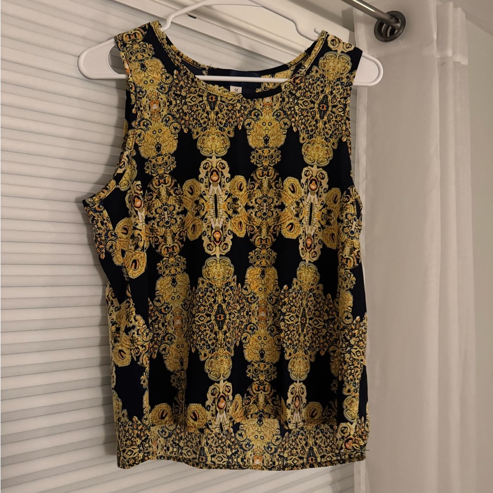 Elegant Navy and Gold Sleeveless Top